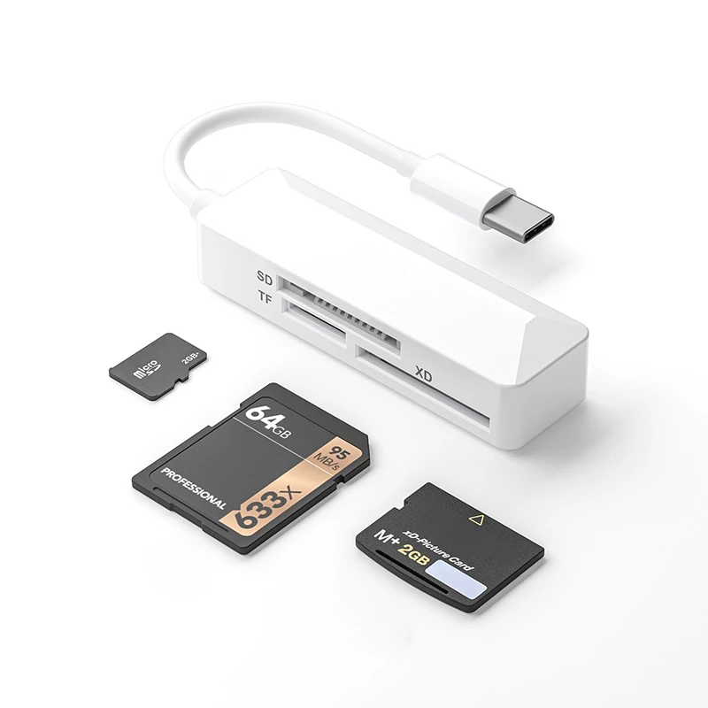 3in1 XD SD TF Type-C Memory Card Reader Adapter OTG For USB-C For DSLR Camera Laptop Computer PC Phone