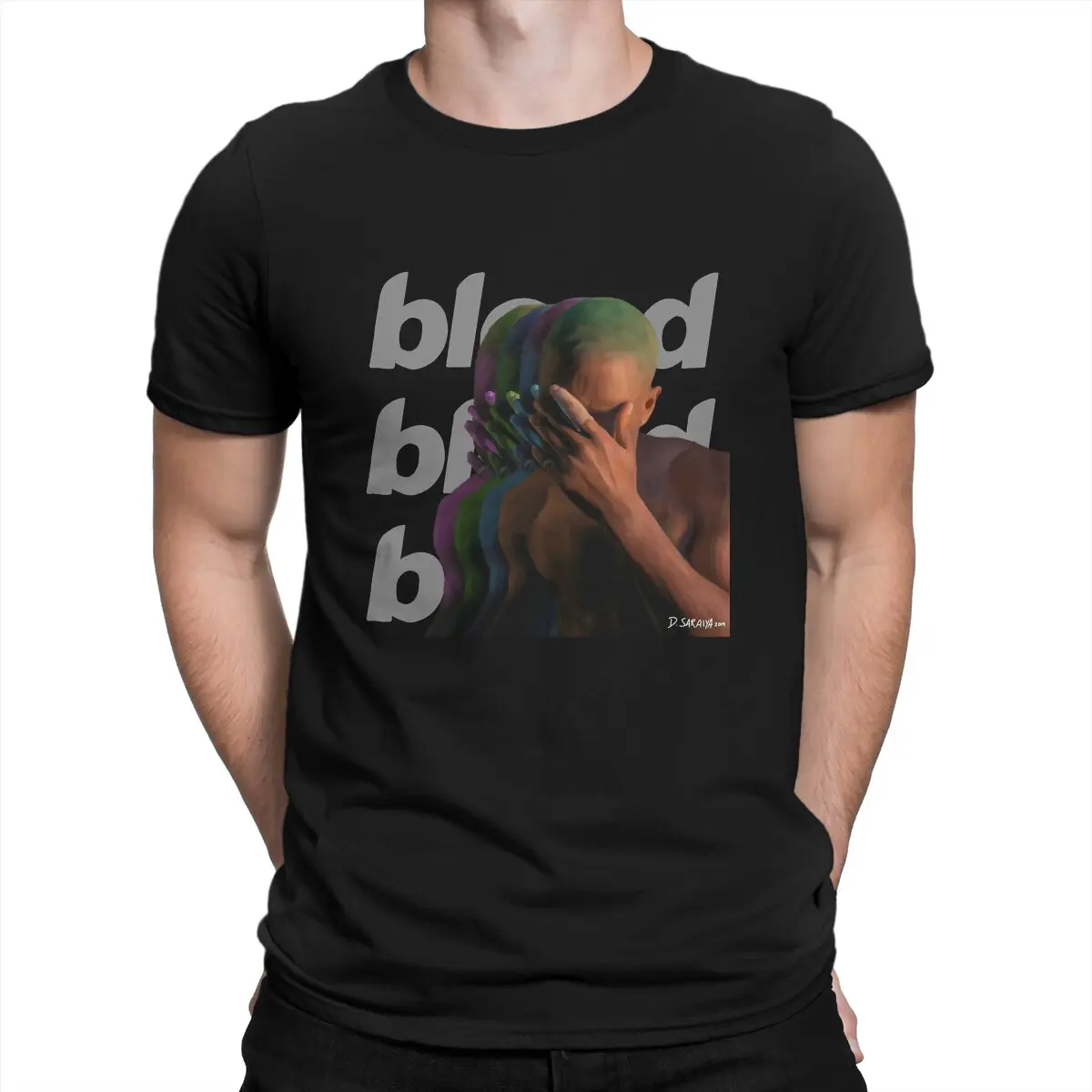 

Frank O-ocean Creative TShirt for Men Blond Cover Art Round Neck Pure Cotton T Shirt Personalize Gift Clothes Streetwear