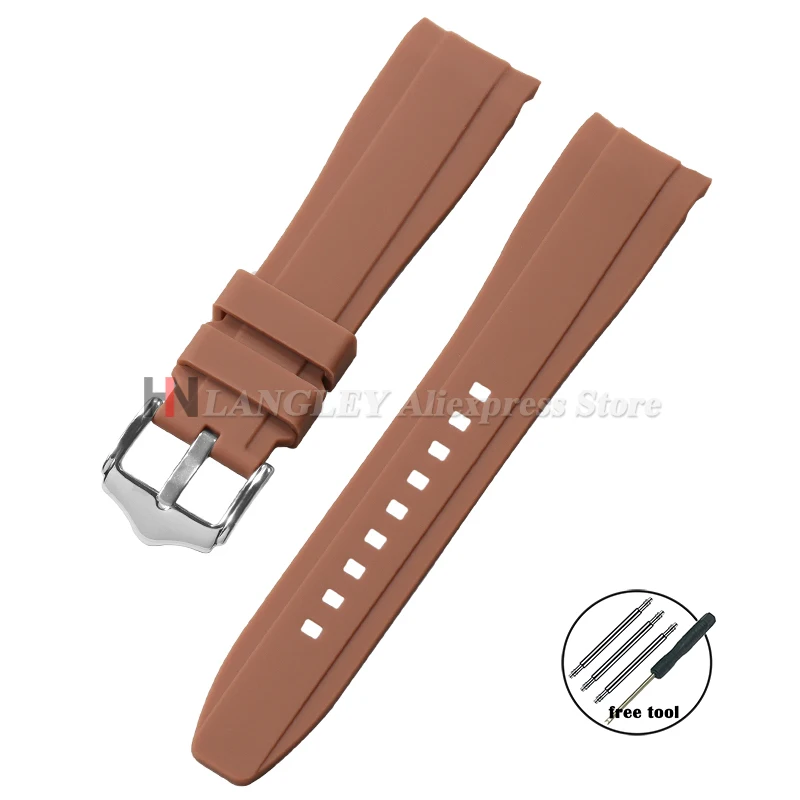 High-Quality Waterproof Silicone Watch Band with Curved Ends – Available in 20mm and 22mm