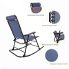 Rocking Chair, Wood Wagon Rocker, Outdoor Wooden Carbonized Lounge Chairs with Wheel Armrest for Garden Patio 4