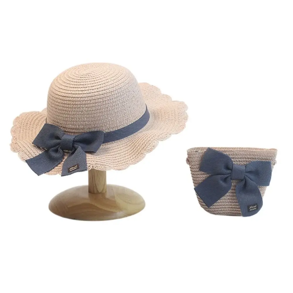 Ribbon Bow Travel Girl Gift UV Protection Panama Hat Children Straw Hat Sun Visor Hat Korean Style Girl Cap Same Style Bags