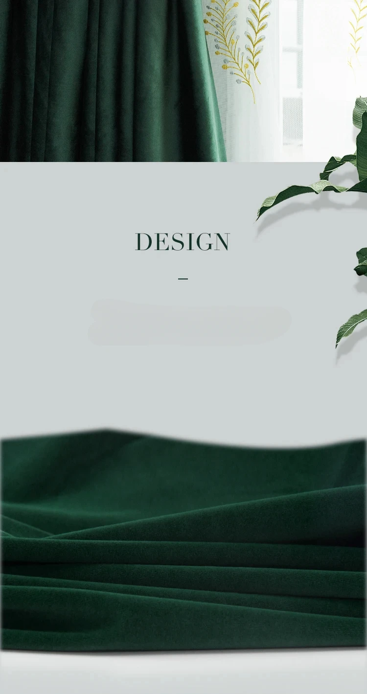 Dark Green Velvet Curtains - Luxury 80 Blackout Window Drapes for Living Room and Bedroom