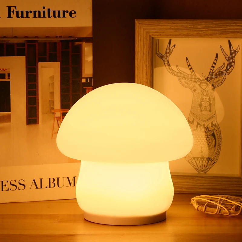 Mushroom Night Light LED Silicone Touch Sensor Battery Lamp Living Room Bedroom Decor Baby