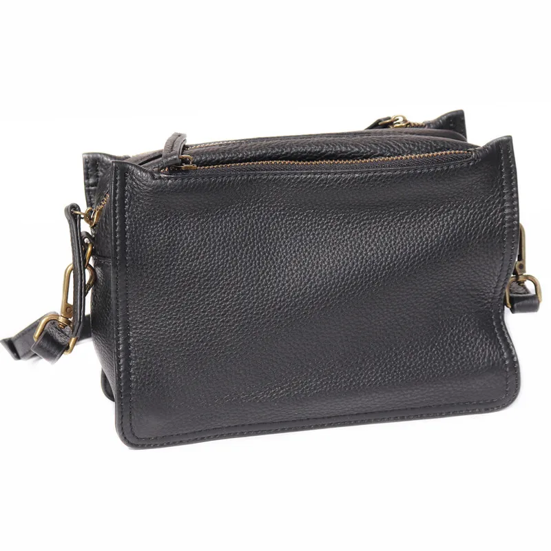 Women's First Layer Cowhide Messenger Bags Casual Shoulder Crossbody Bag Soft Real Leather Multi-Pocket Design Small Square Flap