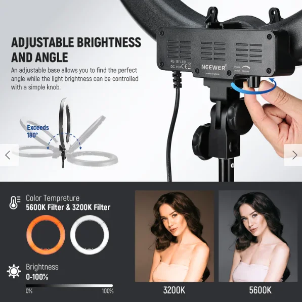NEEWER 18インチリングライト三脚スタンド+フォンホルダー+収納バッグ付き 楽天市場】【P10倍+5%OFF券】NEEWER 18インチリングライト 撮影用