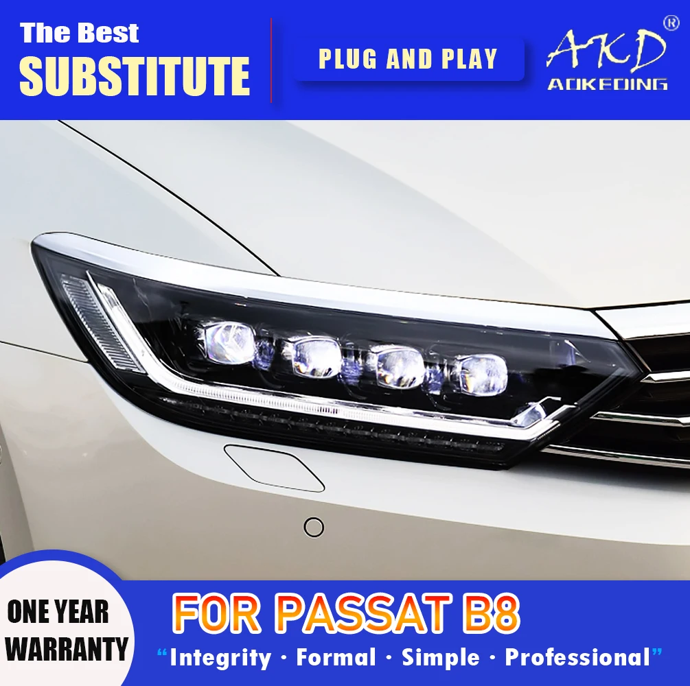 

AKD Head Lamp for Passat B8 Europe LED Headlight 2016-2019 Headlights Passat B8 DRL Turn Signal High Beam Angel Eye Projector