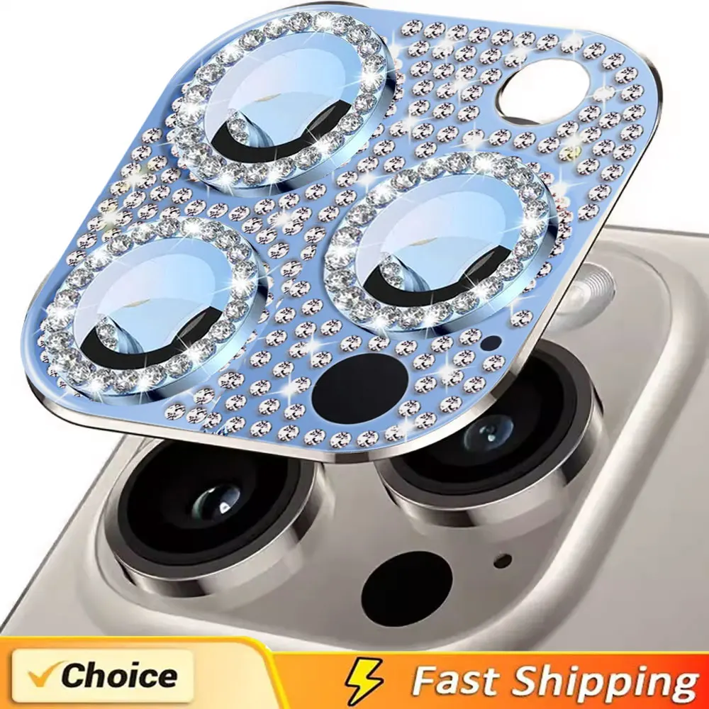 Luxury Glitter Camera Lens Protector - Full Cover Metal with Tempered Glass