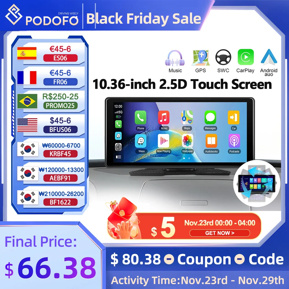Podofo-10-36-Android-2-32G-Car-Multimedia-Video-Player-Mirror-Carplay ...