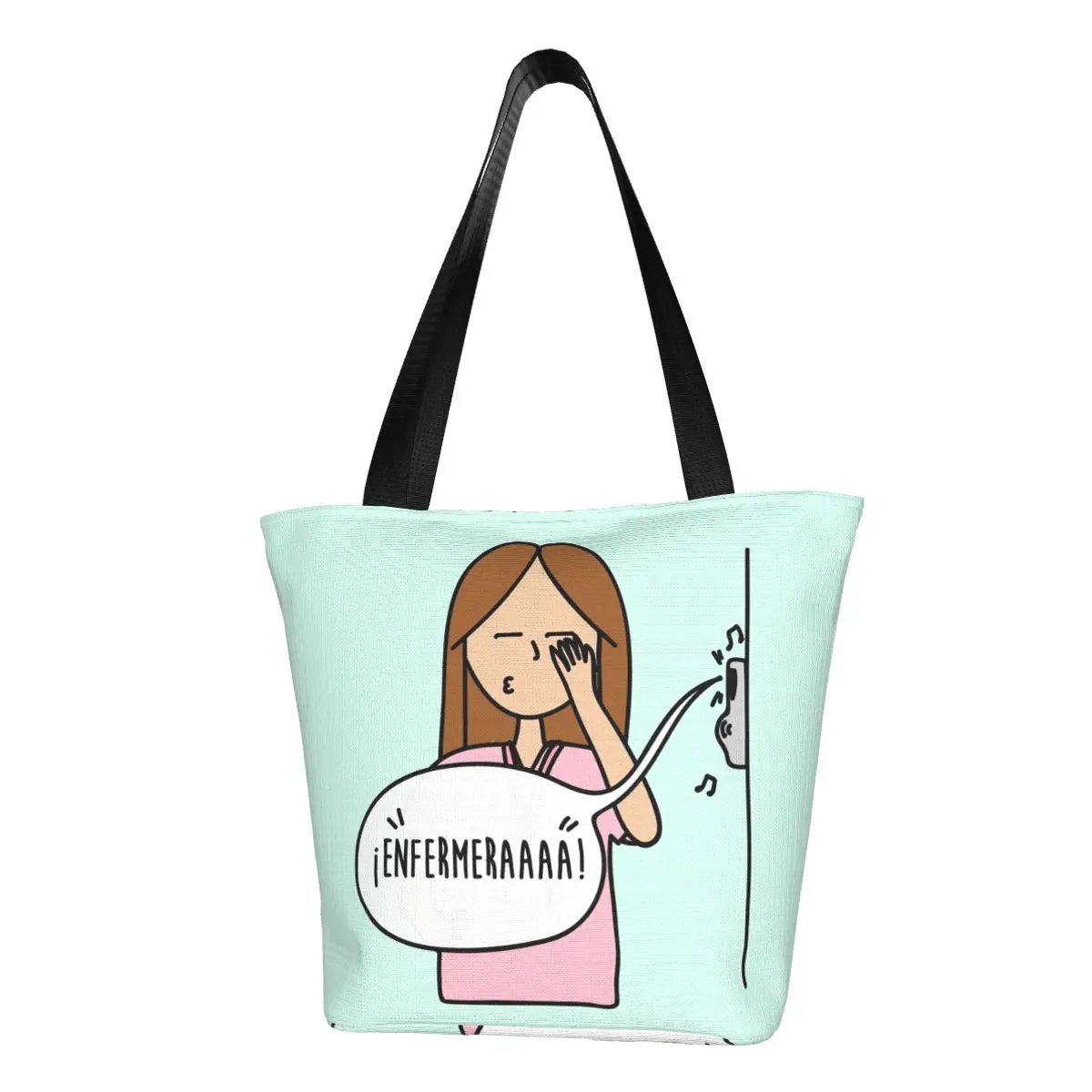 

Enfermera En Apuros Doctor Nurse Medical Grocery Shopping Tote Bags Women Canvas Shopper Shoulder Bag Large Capacity Handbag