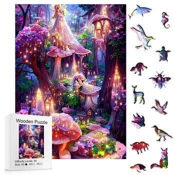 Castle Wooden Puzzle Romantic Fantasy World Handmade Exploration Fun Art World Puzzle Gift Surprise Children's Puzzle Toys 1