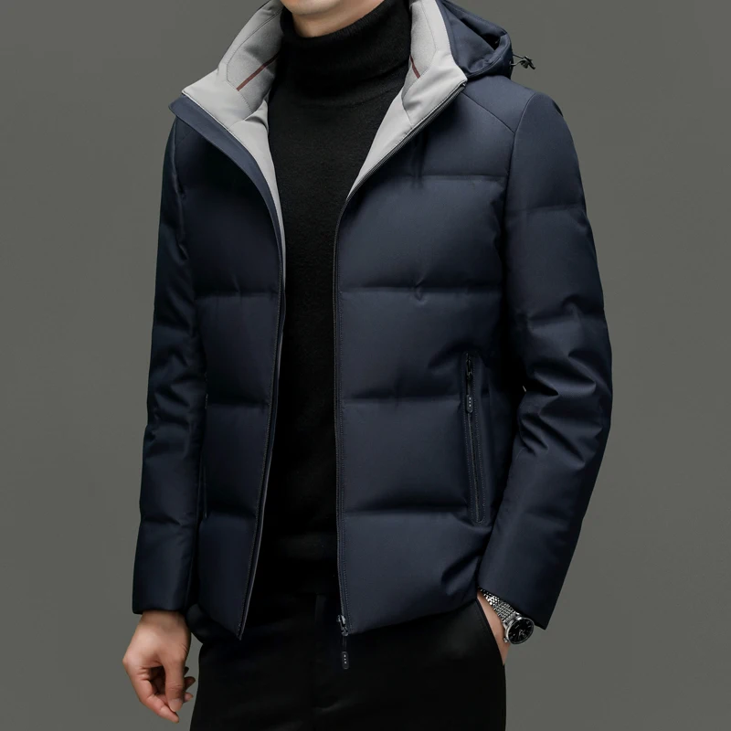Man Down Jacket Keep Warm In Duck Down Fashion Trend Coat Plus Velvet Streetwear High Quality Casual All Match Business Top New