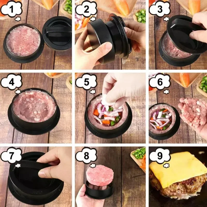 Burger Tools Nonstick Filler Press Patty Ring Molds Sausage Sliders Grill Kitchen Kit Essential Party Everyday Cooking Utensils