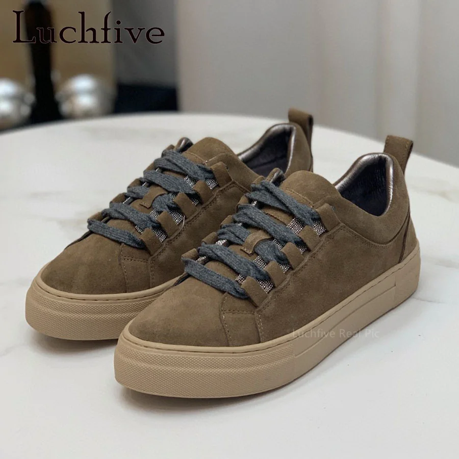 

Женские замшевые туфли на плоской подошве, Брендовые повседневные туфли-оксфорды с круглым носком, на шнуровке, 2023