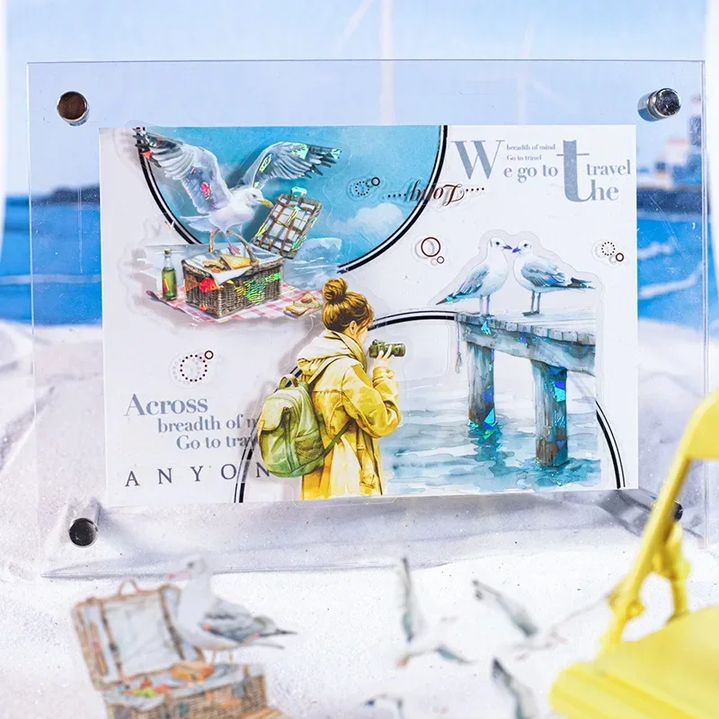 10Pcs 장식 쓰기 스티커 스크랩북 함께 갈매기 핸드북 재료 콜라주 동물 배경..