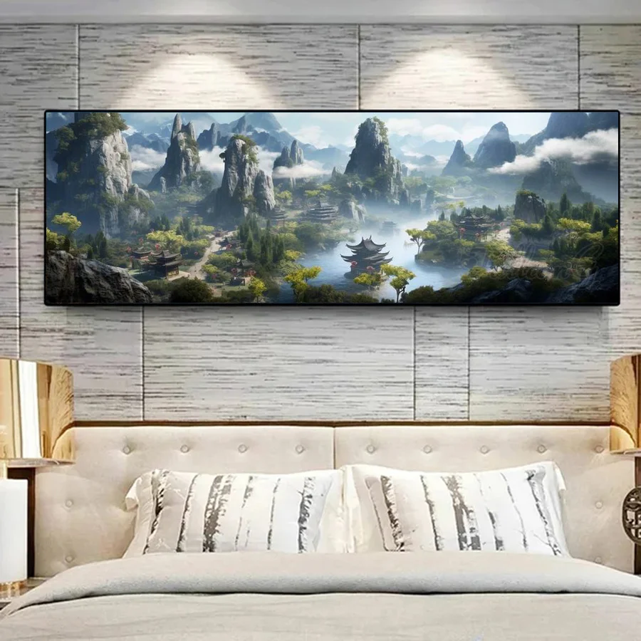 

Diy New Diamond Art Mountain And Forest Painting Kits Extra Big Size Scenic Pavilion Full Mosaic Embroidery Picture Wall Decor
