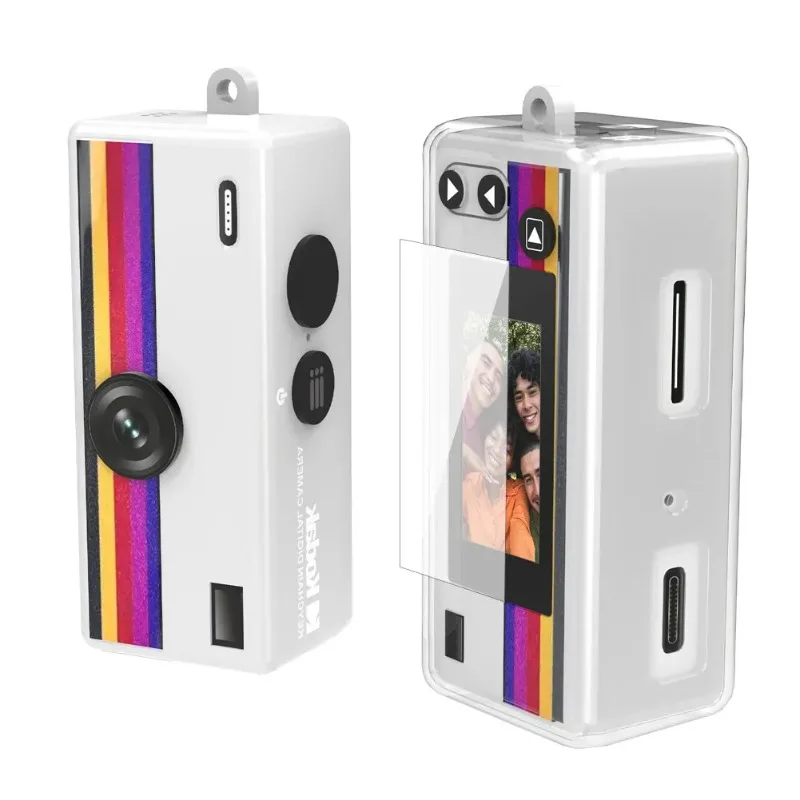 2in1 보호 키트 Kodak Charmera 미니 카메라 필름용 강화 유리 스크린이 포함된 Transprent TPU 케이스 안티드롭 카메라 키트