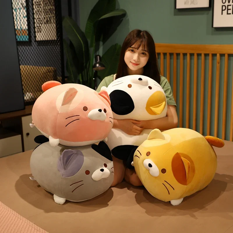 일본 스타일 뚱뚱한 고양이 봉제 인형 장난감, 동물 부드러운 포옹 베개 봉제 고양이 인형 방 장식, 어린이 여아용 세탁 가능 선물, 60cm