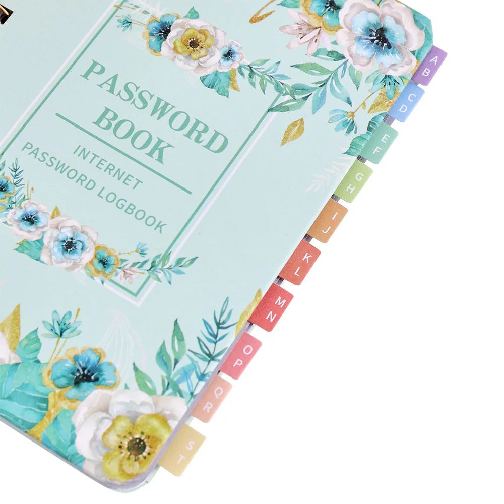 65 sheets Floral A6 Password Keeper Book with Alphabetical Stickers for Internet Website Address Login Secure Password Organizer 5