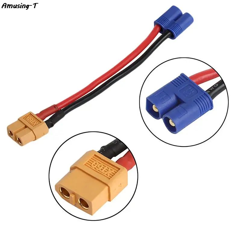 

1pc EC2 Blue Banana Male turn XT60 Female 14#100mm cable Model plane plug adapter T insert XT60 to EC2/EC3/EC5