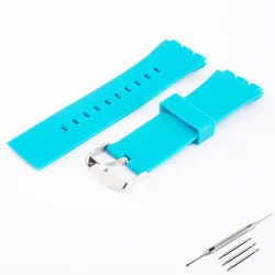 Silicone Sports Waterproof Watch Band with Buckle - 24mm - 24mm (Turquoise blue)