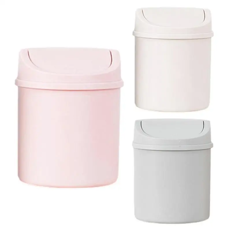 

Mini Desktop Bin Small Trash Can Tube with Cover Bedroom Trash Garbage Can Clean Kitchen Storage Box Home Office Desk Dustbin