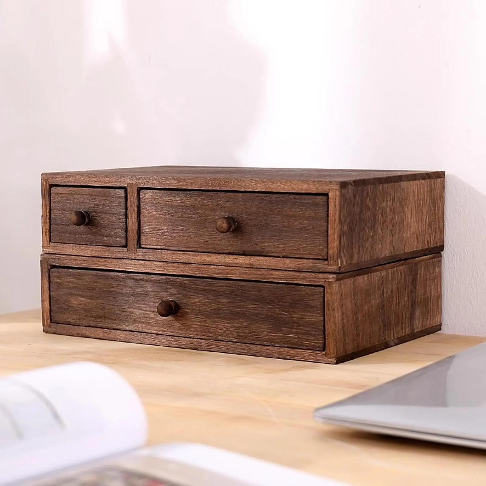 Desktop Organizer with Drawer Cosmetic Organizer for Bills Paper Clips Cards Desktop Organizer with Drawer Cosmetic Organizer for Bills Paper Clips Cards