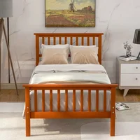 Twin Size Wood Platform Bed with Headboard - Image 3