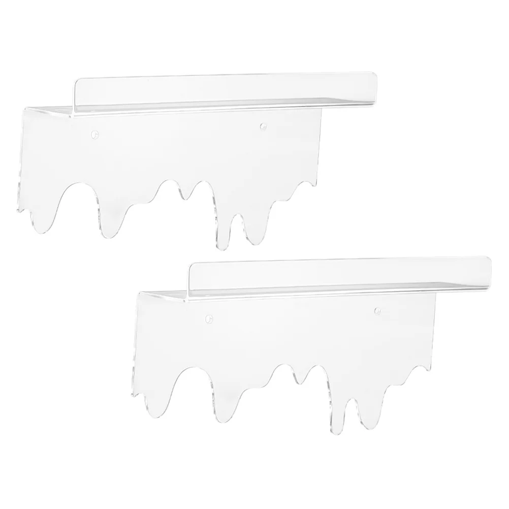 

2 Pcs Decor Rack Plastic Floating Bookshelf Indoor Wall-mounted Storage Shelves