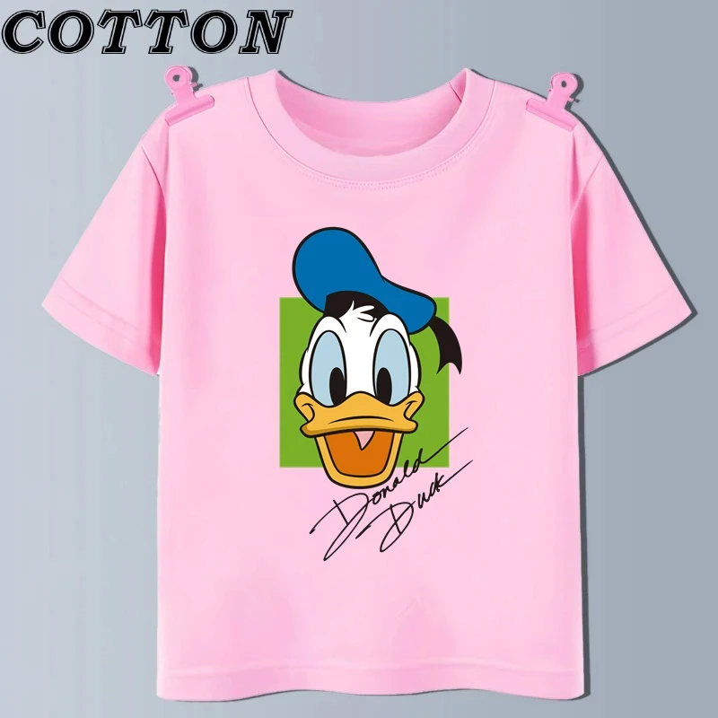 thumbnail image 1 of Camisetas de algodón con estampado de manga corta para niños y niñas, con estampado de dibujos animados de Mickey Mouse de Disney y Anime, de verano, 1 of 5