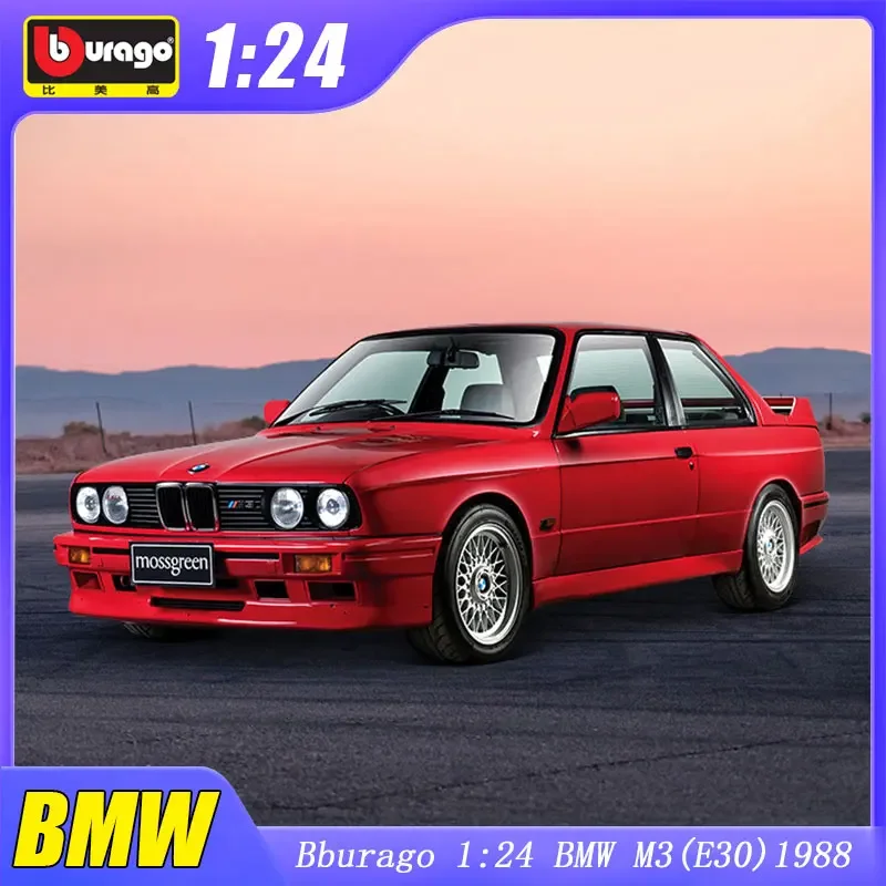 

Модель автомобиля Bburago BMW M3 E30 1988 1:24, имитация автомобиля, металлические украшения из сплава, коллекция суперкаров, игрушечный автомобиль для мальчиков, детские подарки