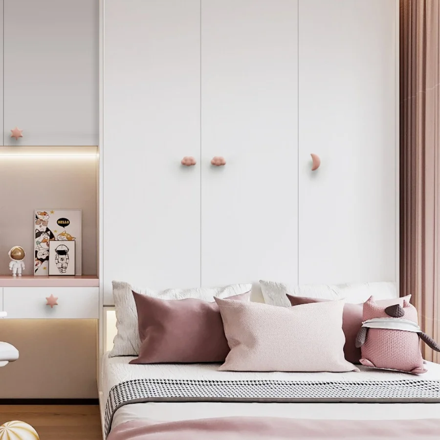Children's room Cabinet Knobs Furniture Handles Wardrobes Pulls Drawer Door Handles Stars Clouds Moons Ceramic
