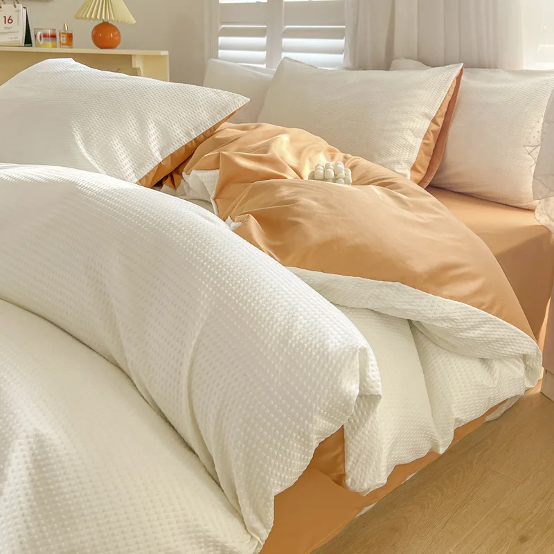 

Solid Color King Size Bedding Set Cotton Super Soft Skin-friendly Single Double Duvet Cover Sheet Pillowcase Queen Bedding Sets