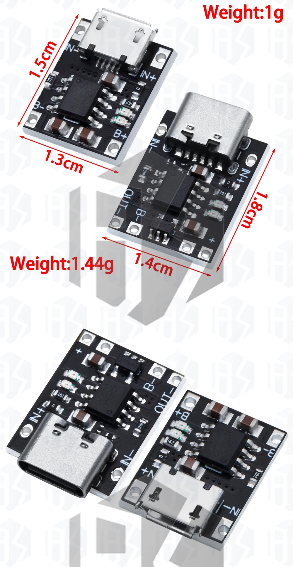 1~20 Stück Mini-Lithium-Batterie-Lademodul 1A/1,2A Ladeplatine TP4056 Modul 18650 Ladegerät MICRO TYPE-C Schnittstelle – Detail 7