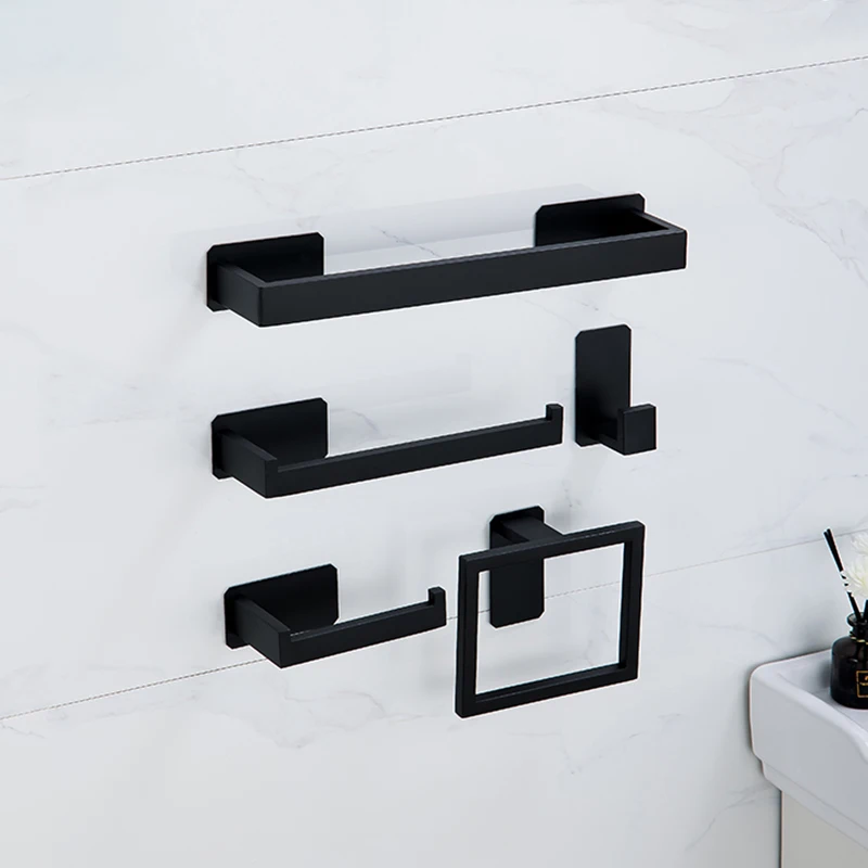 Description Picture 2 of itemNo Drilling Bathroom Towel Ring Stainless Steel Self-adhesive Towel Rack Holder Towel Organizer Bathroom Organizer Shelf