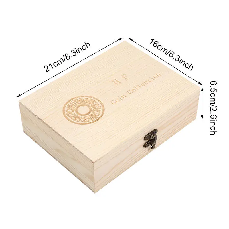 Coins Storage Box 30PCS Adjustable Antioxidative Wooden Commemorative Coin Collection Case with Adjustment Pad