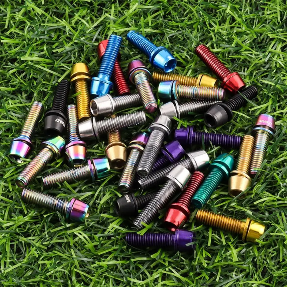 6pcs/set Titanium-plated Bicycle Handlebar Screws M5 * 17MM Stainless Steel Bike Handle in Bolts Stem Riser Colorful