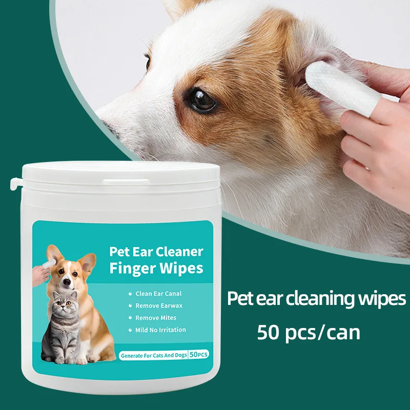 50pcs/can Pet Ear Cleaning Wipes Disposable Ear Care Finger Cover Convenient And Dirty Hand Ear Mite Ear Mite And Dogs Cleaning