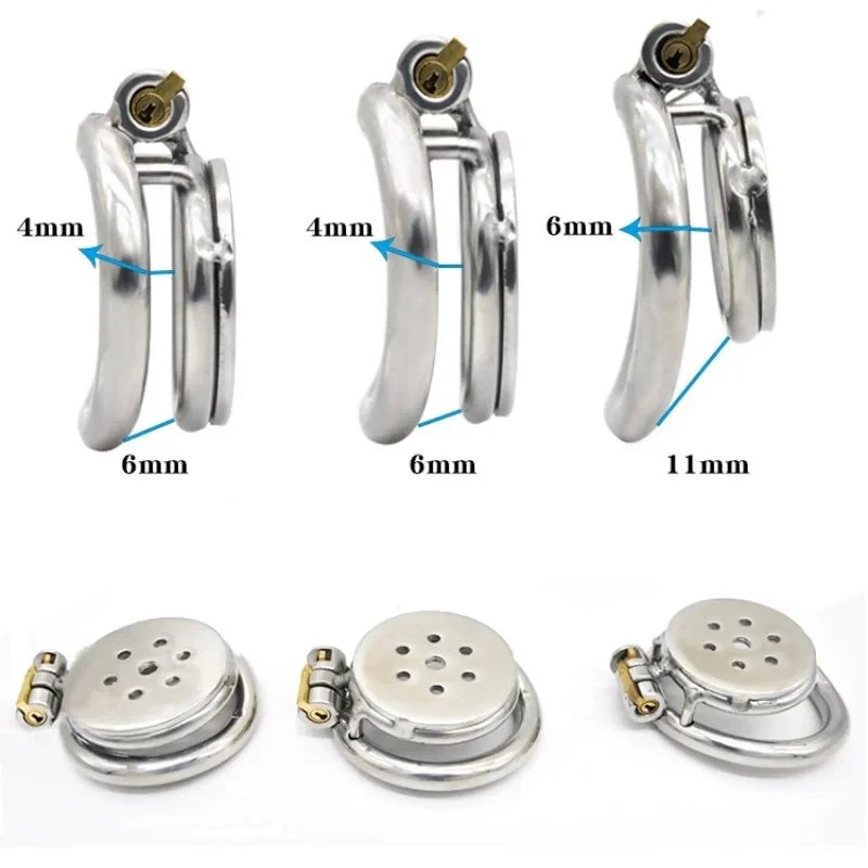 Male Chastity Device Flat Round Hole Metal Chastity Lock Cock Cage Urethra Catheter Penis Ring Bondage Belt Sex Toys For Men Gay penis chastity cage chastity lock sex toy chastity cage accessory penis cock ring