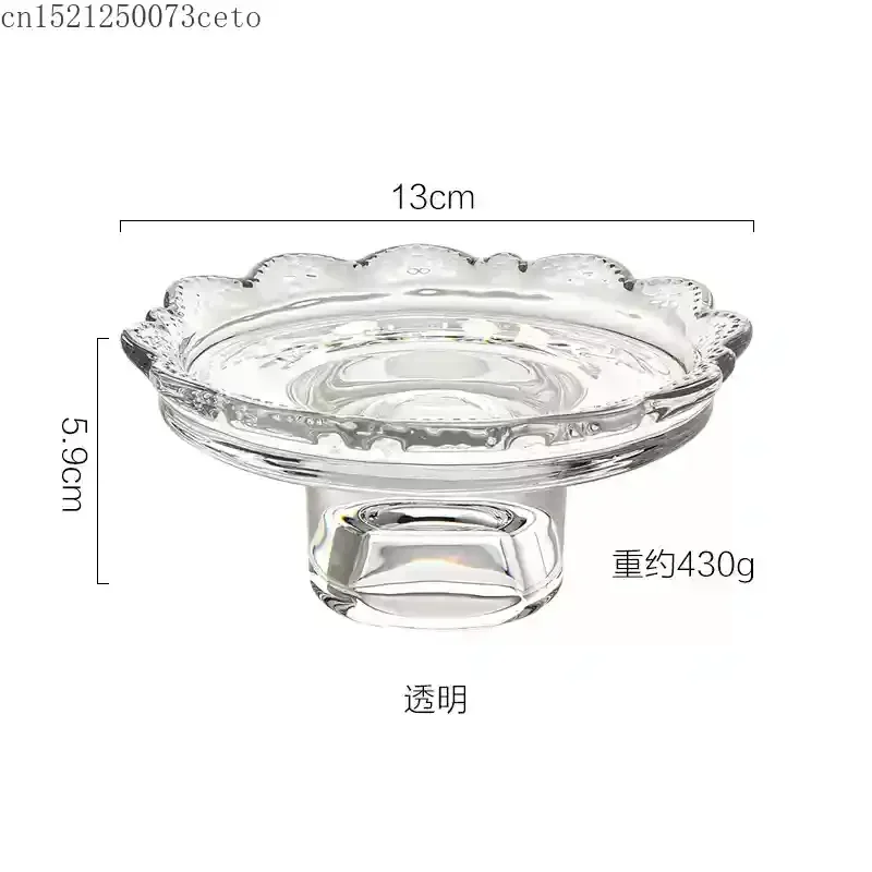 Japanese style high footed glass lace plate, small cake dessert plate, jewelry ring storage tray, aromatherapy candle tray 6