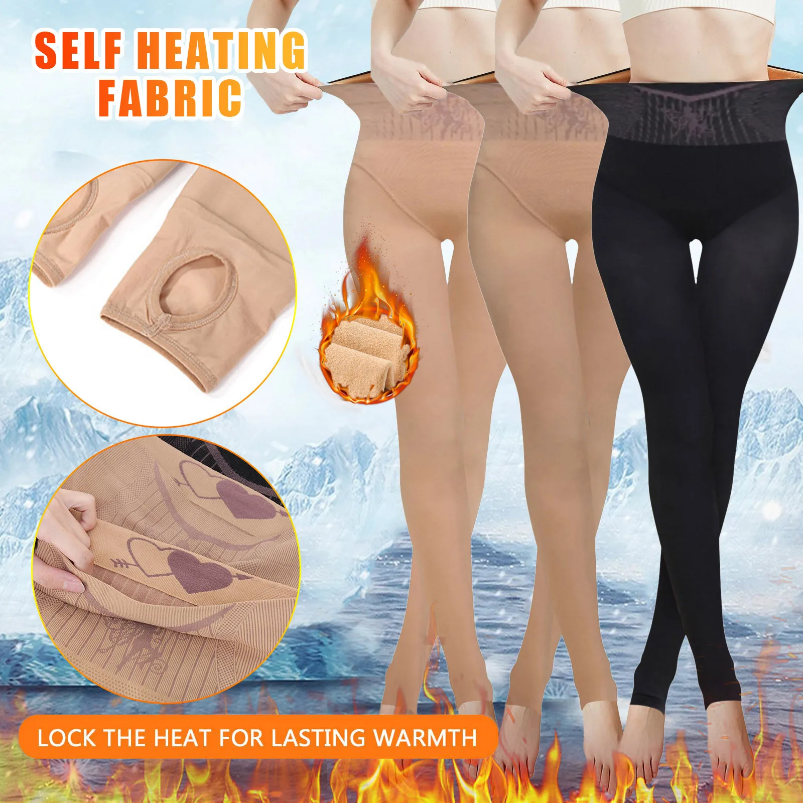 

Winter Woman Pantyhose Translucent Wool Sock Pants Winter Stocking Fleece Lined Tights Thermal Pants Legging Fake Pantyhose Warm