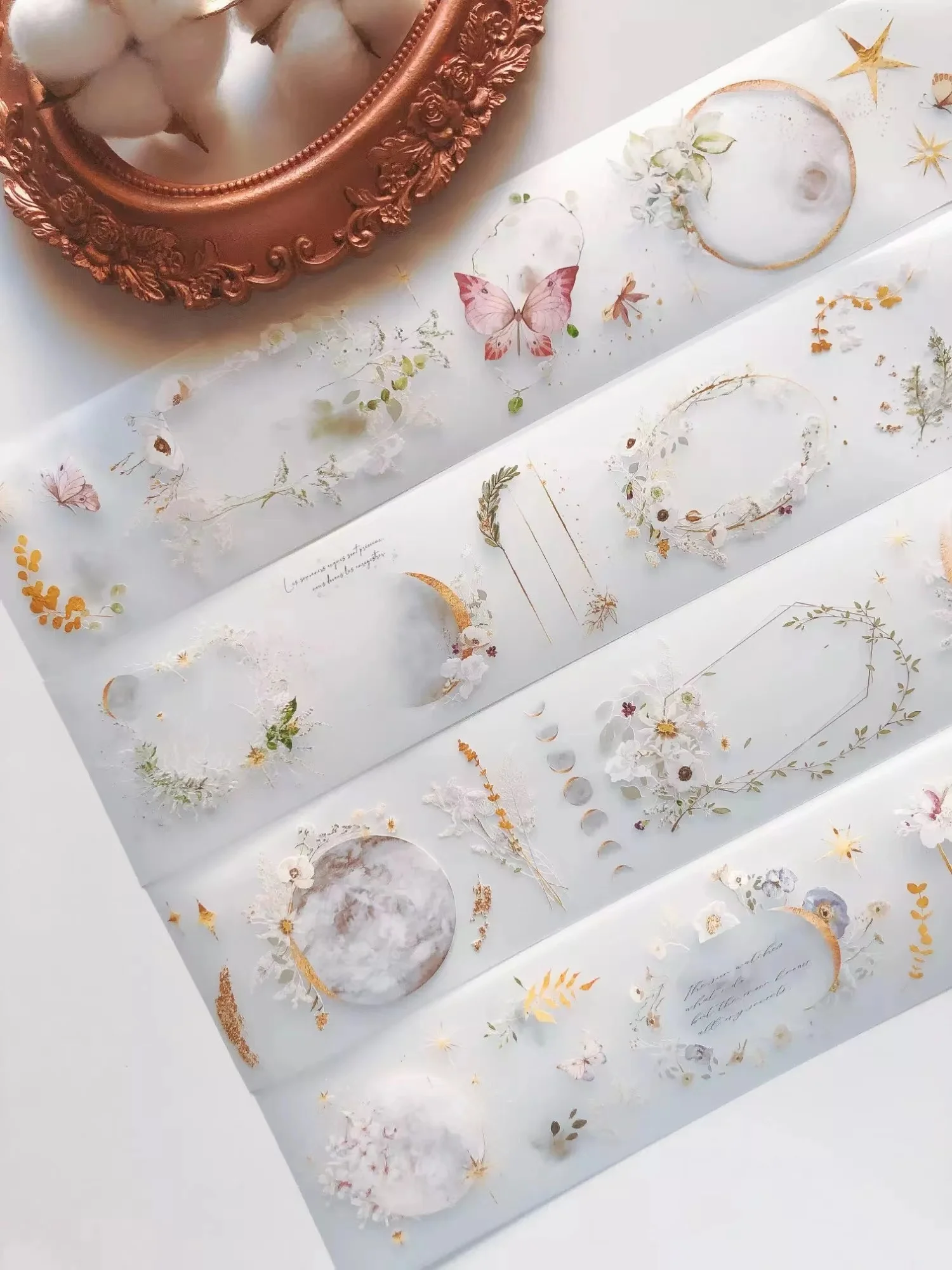 

Lovely Floral Moon Shiny PET Tape Card Making Planner DIY Scrapbooking Plan Sticker