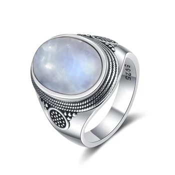 Moonheld Promise - Oval Moonstone Silver Ring 1