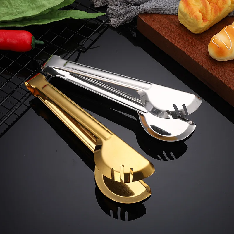 Stainless Steel Non-Stick Food Tongs Salad Beef Clamp Outdoor BBQ Clips Home Cooking Utensils