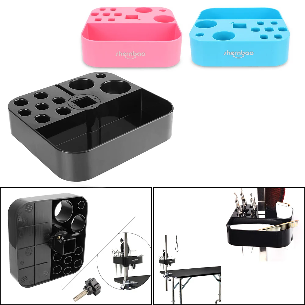 Dog Cat Supplies Groomer Tool On the bracket Table Scissors Dog Comb Boxes Pet Grooming Tools Plastic Storage Box