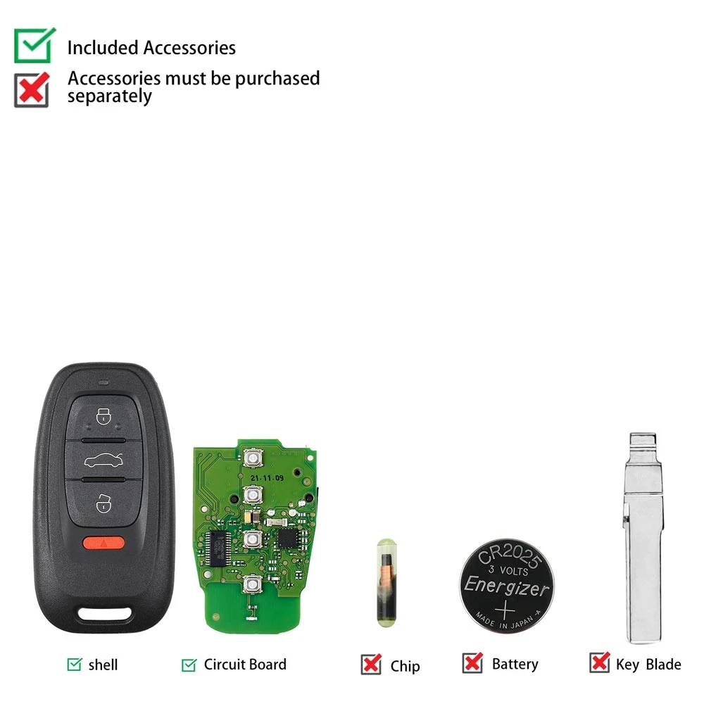 Xhorse XSADJ1GL VVDI 754J Smart Key for Audi A6L Q5 A4L A8L For VVDI BCM2 Adapter