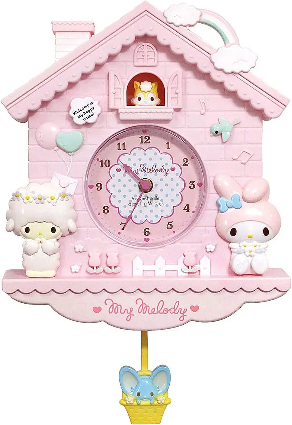 Sanrio Melody Wall Clock Hello Kitty 12 Inch Swing Kid Girl Wall Quartz
