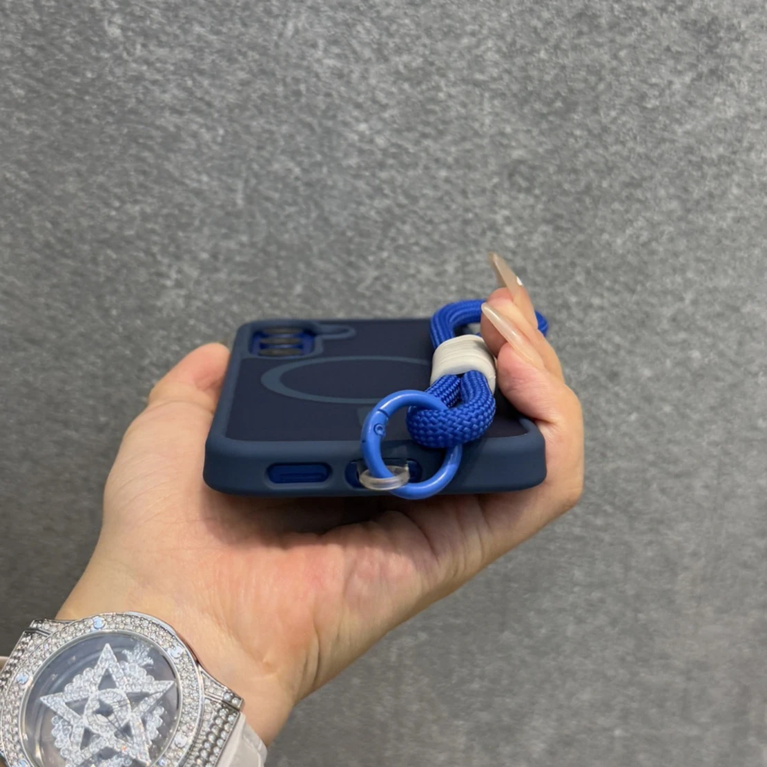 MagSafe Matte Translucent Wrist Strap Phone Case with Magnetic Cover