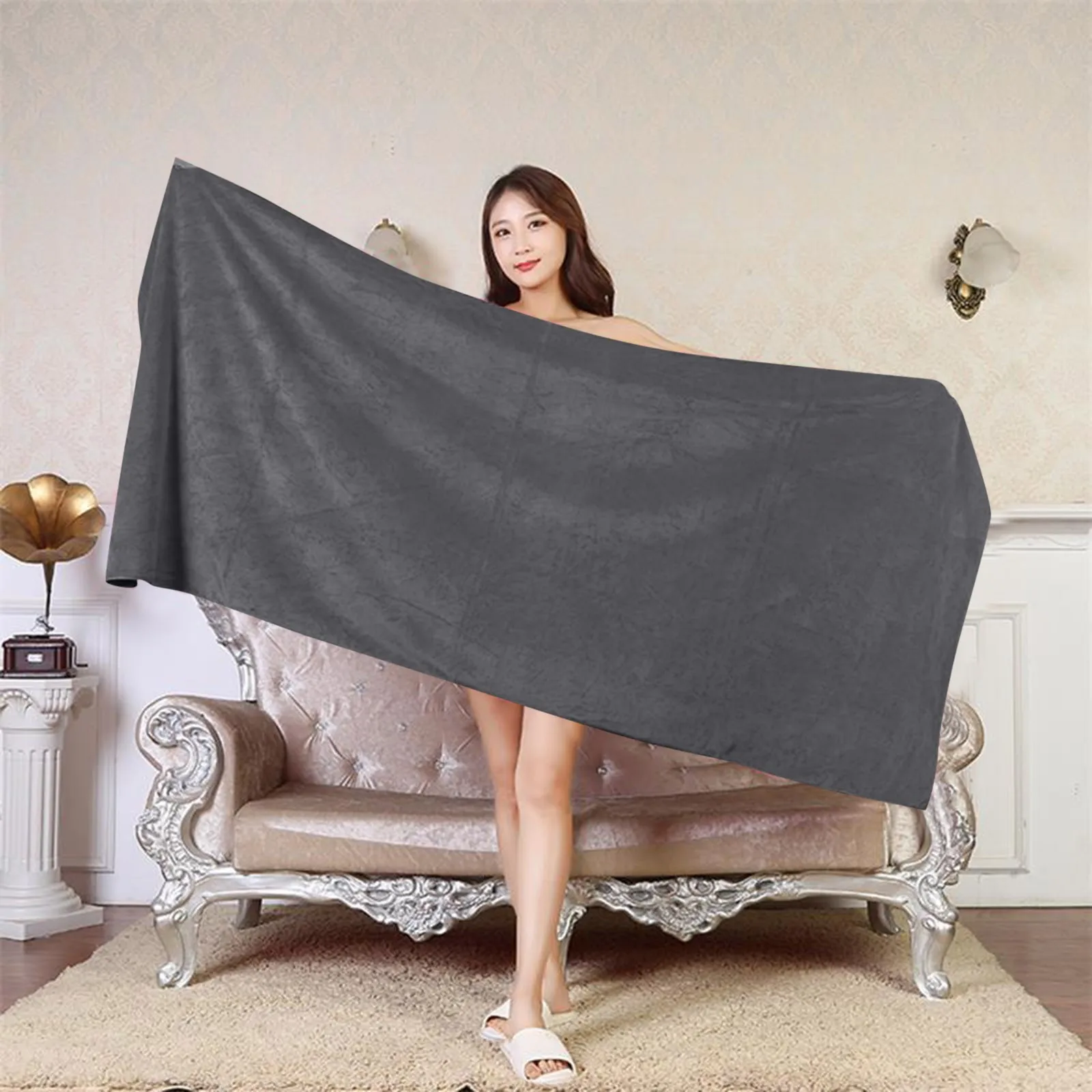 430g 80*180 Beauty Salon Bed Towel Large Bath Towel Absorbent Bath Towel Household Adult Bath Towel Grey Men Bath Towel 6