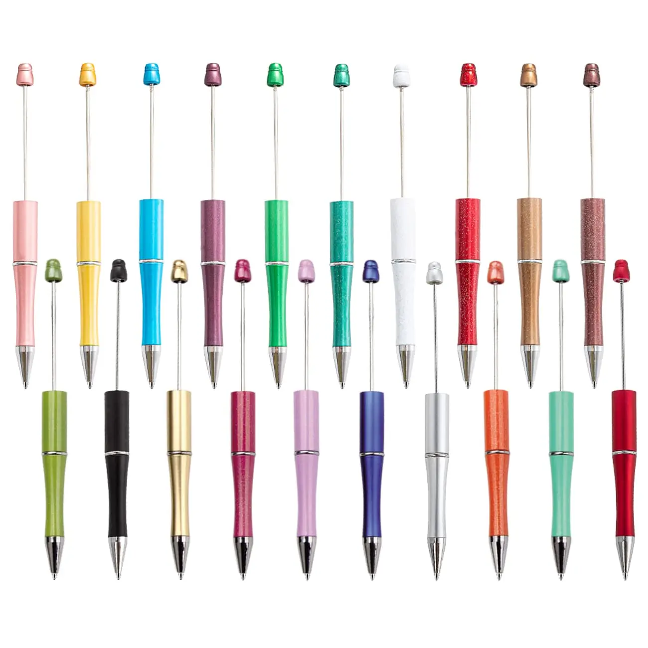 40pcs Latest Color Beaded Ballpoint Pen Beadable Plastic Pens Beaded Handmade Beaded Pens Teacher Gift  School Office Supplies