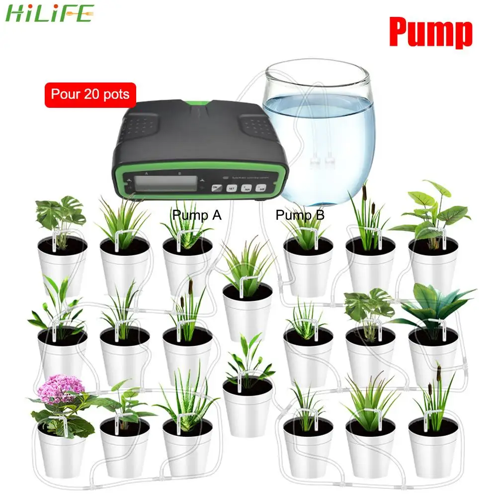 

Two Outlet Dual Pump Automatic Electronic Watering Timer Home Garden Irrigation Timer Controller System Garden Plant Water Timer